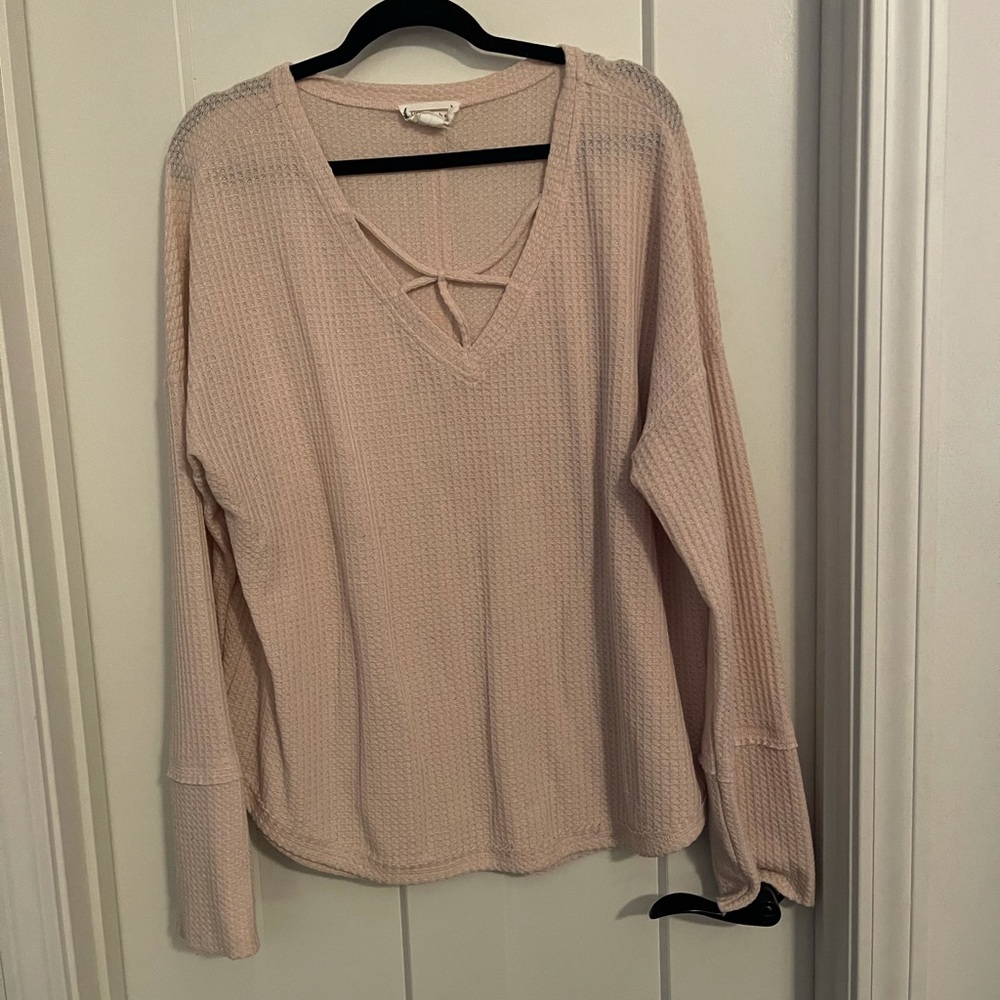 Cream Long Sleeve Waffle Knit